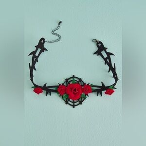 Earthbound Thorned Rose Choker Necklace, NWT